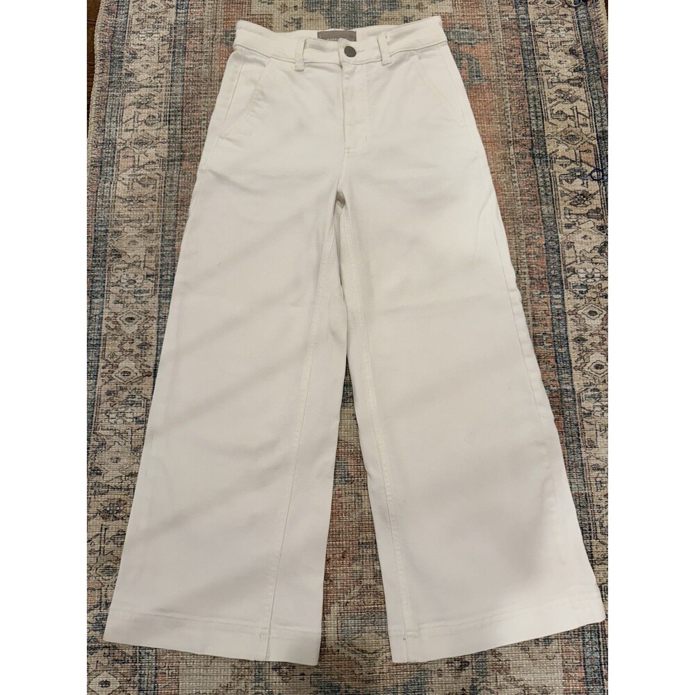 EVERLANE Cotton Wideleg Pants Womens 00 White High Rise Cropped Ankle Short
